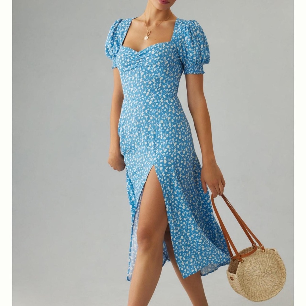 Reformation Blue Floral Midi Dress